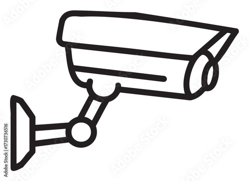 Outline illustration of wall-mounted surveillance camera equipment - stock vector