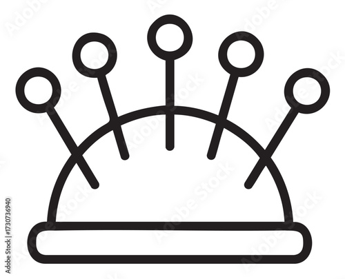 Sewing pincushion with pins icon line art illustration - stock vector