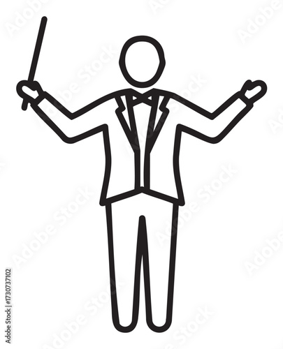 Icon of a conductor holding a baton in formal attire - stock vector