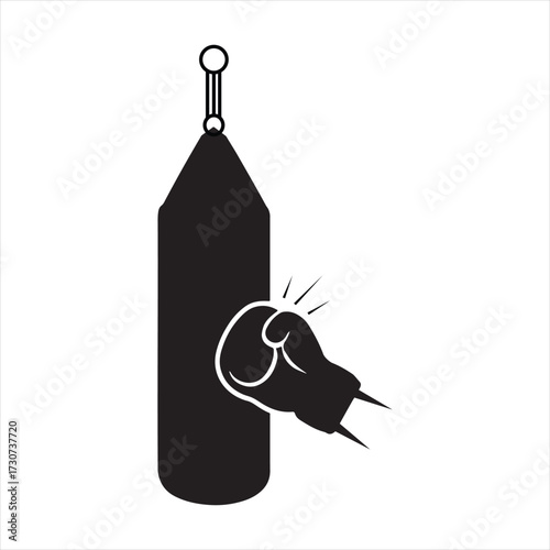 Boxing Glove Punching Bag Silhouette Vector Illustration