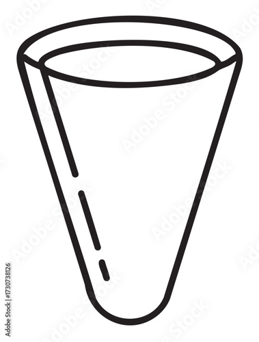 Simple black outline of a geometric cone shape on white background - stock vector
