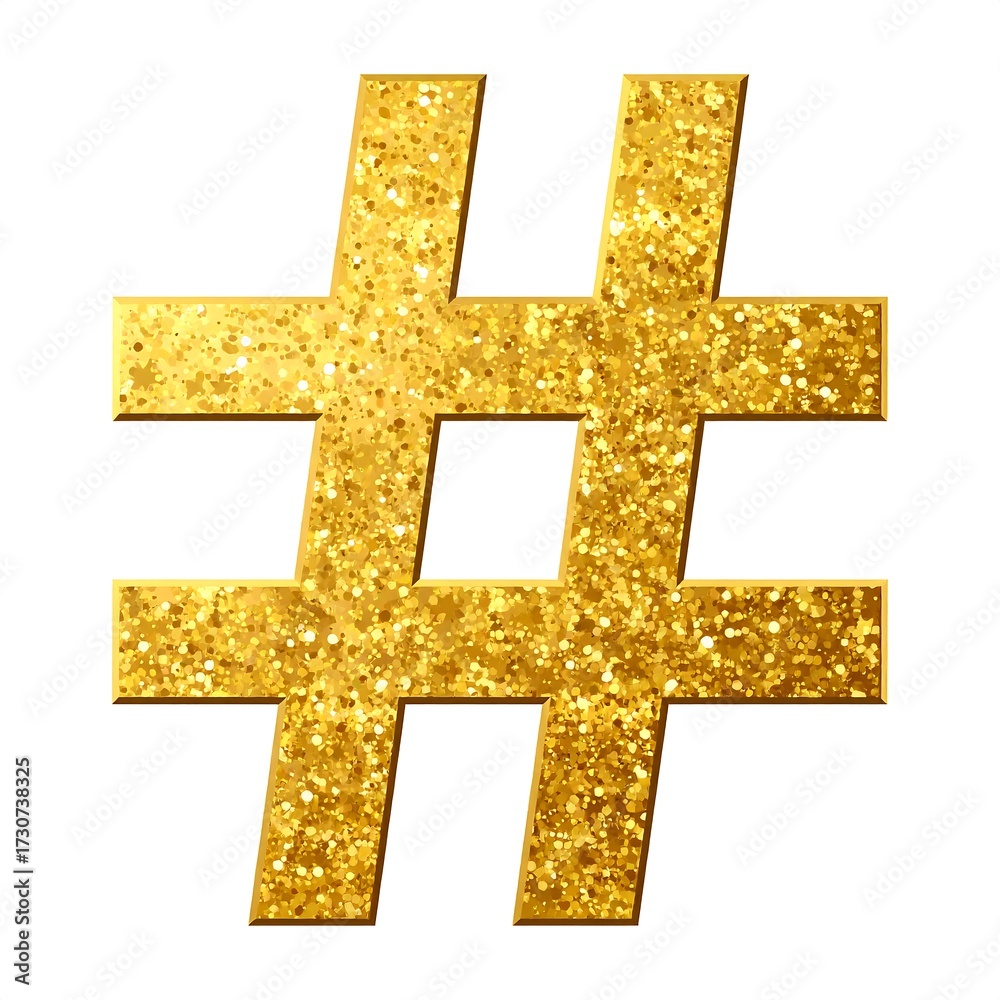 Obraz premium Golden Hashtag Symbol.