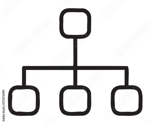 Simple hand-drawn flowchart diagram with four connected nodes - stock vector