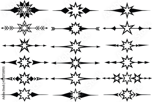 Black Starburst Ornaments With Arrow Accents vector