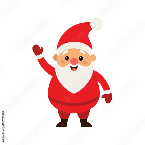 Funny santa claus cartoon waving coloring book page cheerful holiday vector with white background  