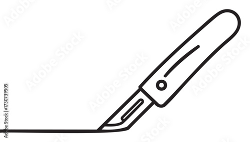 Black and white lineart of a razor knife with folding handle - stock vector