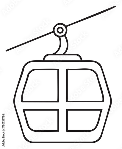 Minimalist outline of cable car on wire - stock vector