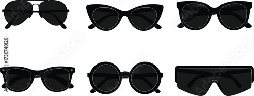 Foto Sunglasses silhouettes, aviator, cat-eye, wayfarer, round, shield style, black d