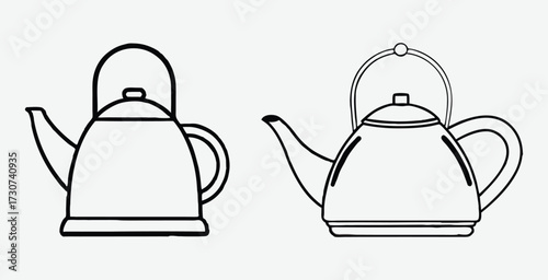 Line art illustration of a kettle featuring clean curves a spout and a simple handle vector art design