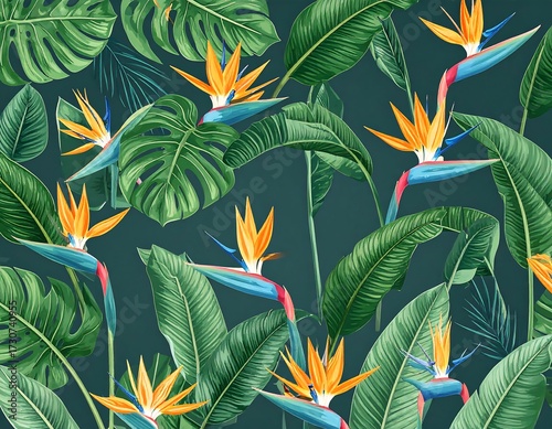 Tropical floral pattern