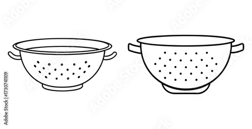 Line art illustration of a kitchen colander vector art design