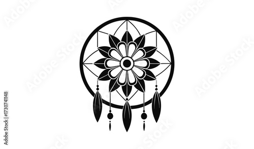 Dreamcatcher with feathers isolated on white background