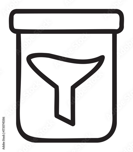 Minimalist black and white design of whale tail in container - stock vector