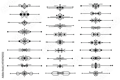 Elaborate hand-drawn floral and geometric line dividers lines borders