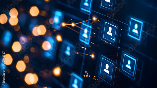 Digital composition featuring user interface elements, network connections, and glowing icons representing online interactions and solidarity