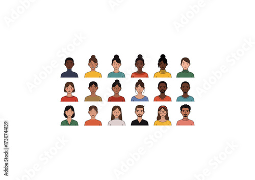 Avatar .Diverse Multi-Ethnic Avatar Set - Modern Flat Portraits for Inclusion