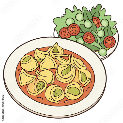 Italian Tortellini with Salad