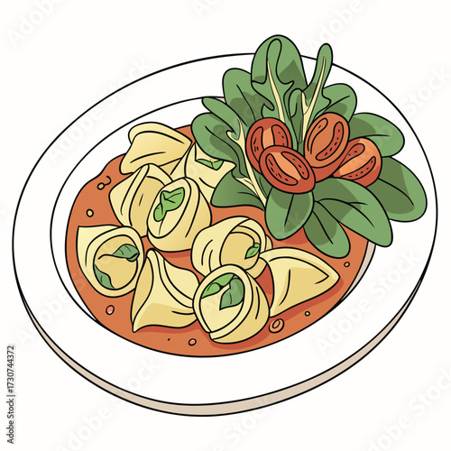 Italian Tortellini with testy salad 