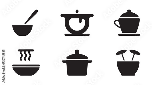 Set of cooking icons simple glyph vector design elements for culinary websites and mobile apps isolated on white background