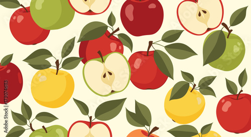 A vibrant and colorful assortment of fresh apples.