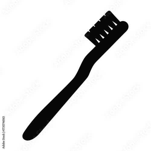 Simple Black Silhouette of a Toothbrush for Dental Care and Hygiene