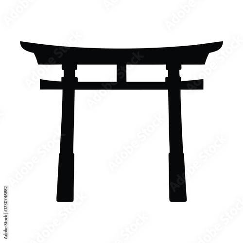 Silhouette of a Traditional Japanese Torii Gate, Symbol of Shinto Shrines