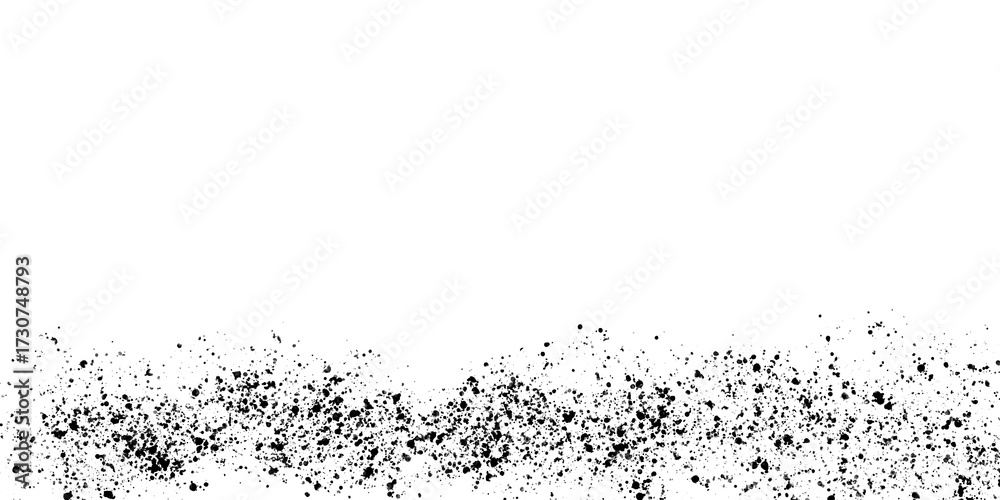 Obraz premium Grunge bottom border isolated on transparent background with black ink splatter
