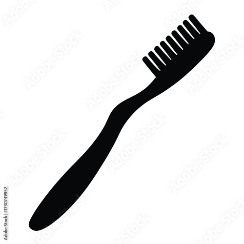Toothbrush illustration in black silhouette on a white background for oral hygiene