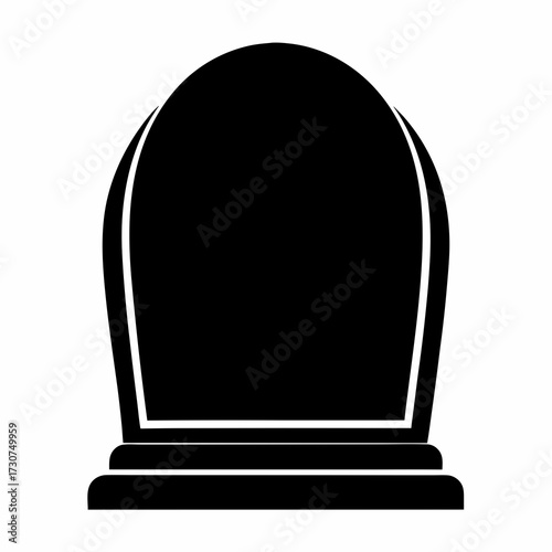 Solid Black Tombstone Icon Depicting Remembrance and Mortality on White Background