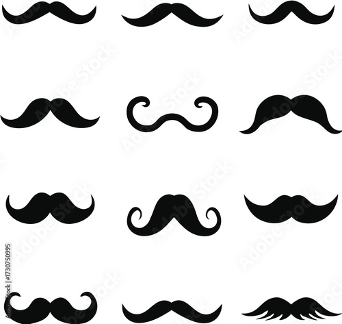Mustache Icon Set. Vector set of hipster mustache 