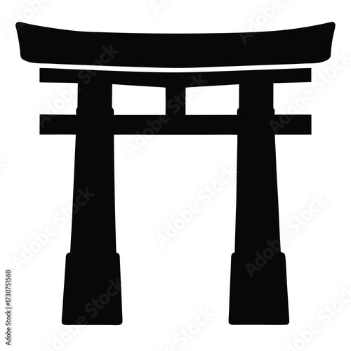 Silhouette of a Torii gate, symbolizing traditional Japanese architecture and culture