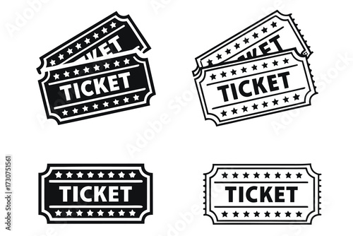 Ticket icon isolated on white background. Vector illustration. 