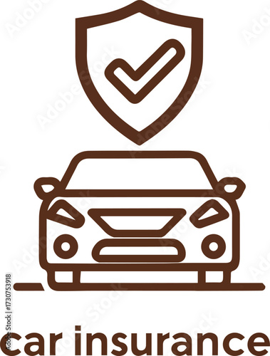 Vector art of car insurance icon with shield and checkmark
