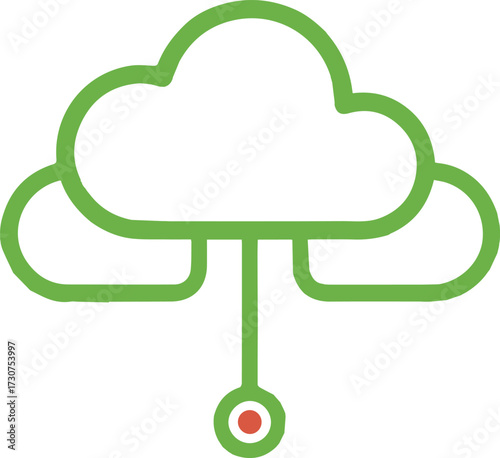 Vector art of cloud computing icon with connection point