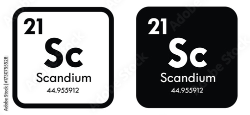 Scandium symbol. Chemical element of the periodic table. Vector illustration isolated on white background. Glass sign.