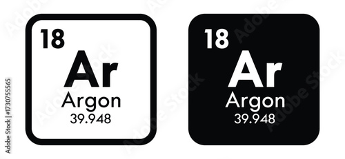 Argon, Ar, chemical periodic element icon. The chemical element of the periodic table. Sign with atomic number. 