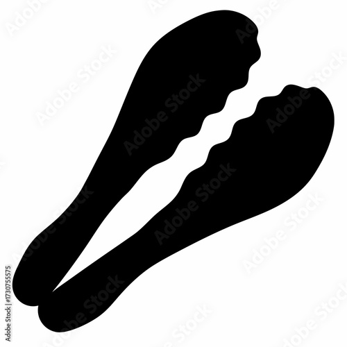 Silhouette image of kitchen tongs, essential culinary tool, utensil for serving food