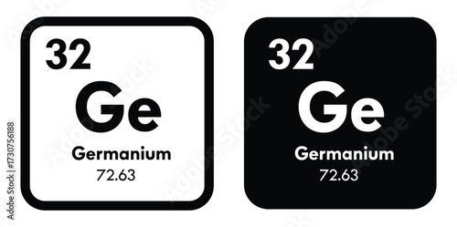 Germanium symbol. Chemical element of the periodic table. Vector illustration isolated on white background. Glass sign.