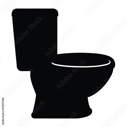 Stylized minimalistic black silhouette of a toilet on a white background