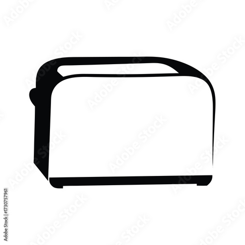 Silhouette illustration of a simple toaster against a bright white background