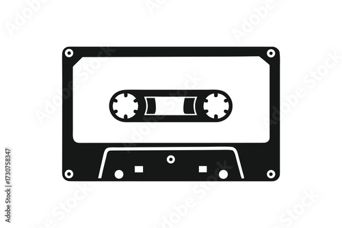 Old music cassette tape icon in flat style, isolated on white background, Retro music audio cassette, vector illustration 