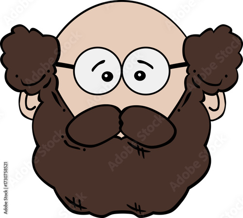 Bald Old Man with Glasses and Beard