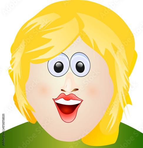 Excited Blonde Woman's Face