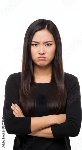 Angry Young Woman with Crossed Arms A Portrait of Frustration and Annoyance