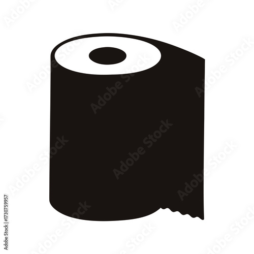 Simple black and white roll of toilet paper graphic illustration design