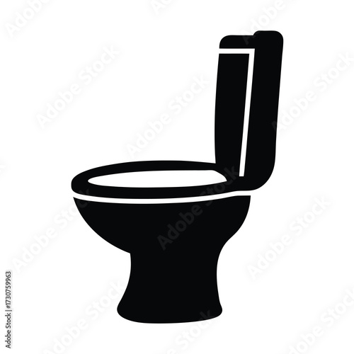 A simple black and white silhouette of a ceramic toilet bowl