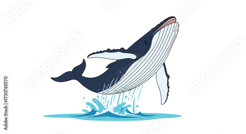 A magnificent whale breaches the ocean surface in a spectacular display of nature.