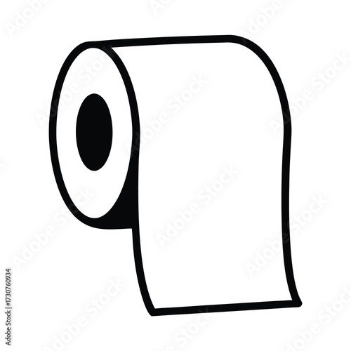 Simple Black and White Illustration of a Roll of Toilet Paper