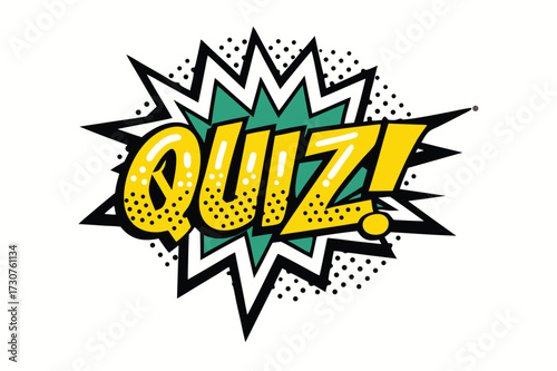 Quiz in comic pop art style. Quiz game icon . Vector illustration eps 10 