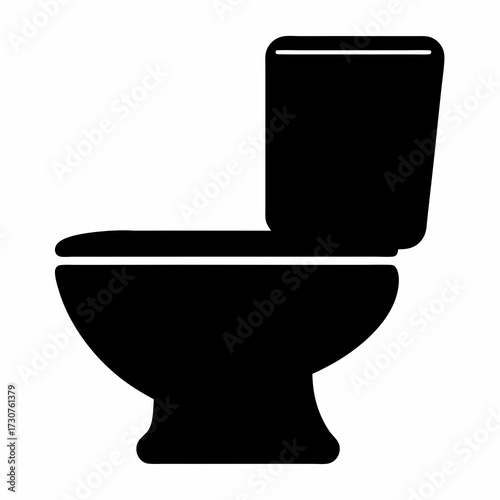 Minimalistic silhouette of a ceramic toilet with a closed lid and cistern
